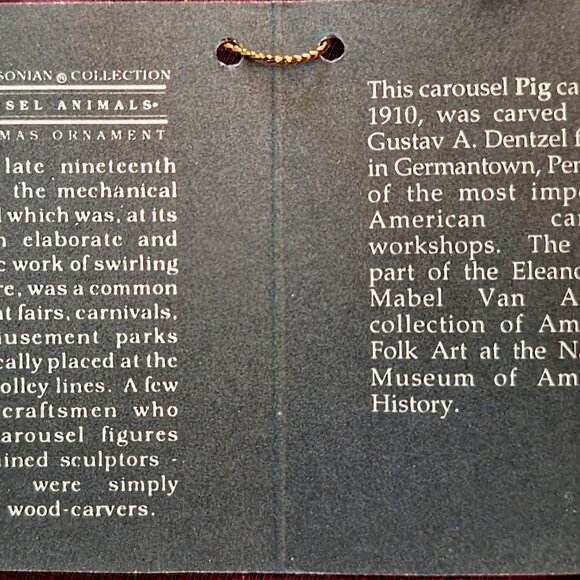 Vintage Smithsonian Hand Crafted Carousel Pig Christmas Ornament Kurt Adler New - Picture 4 of 9